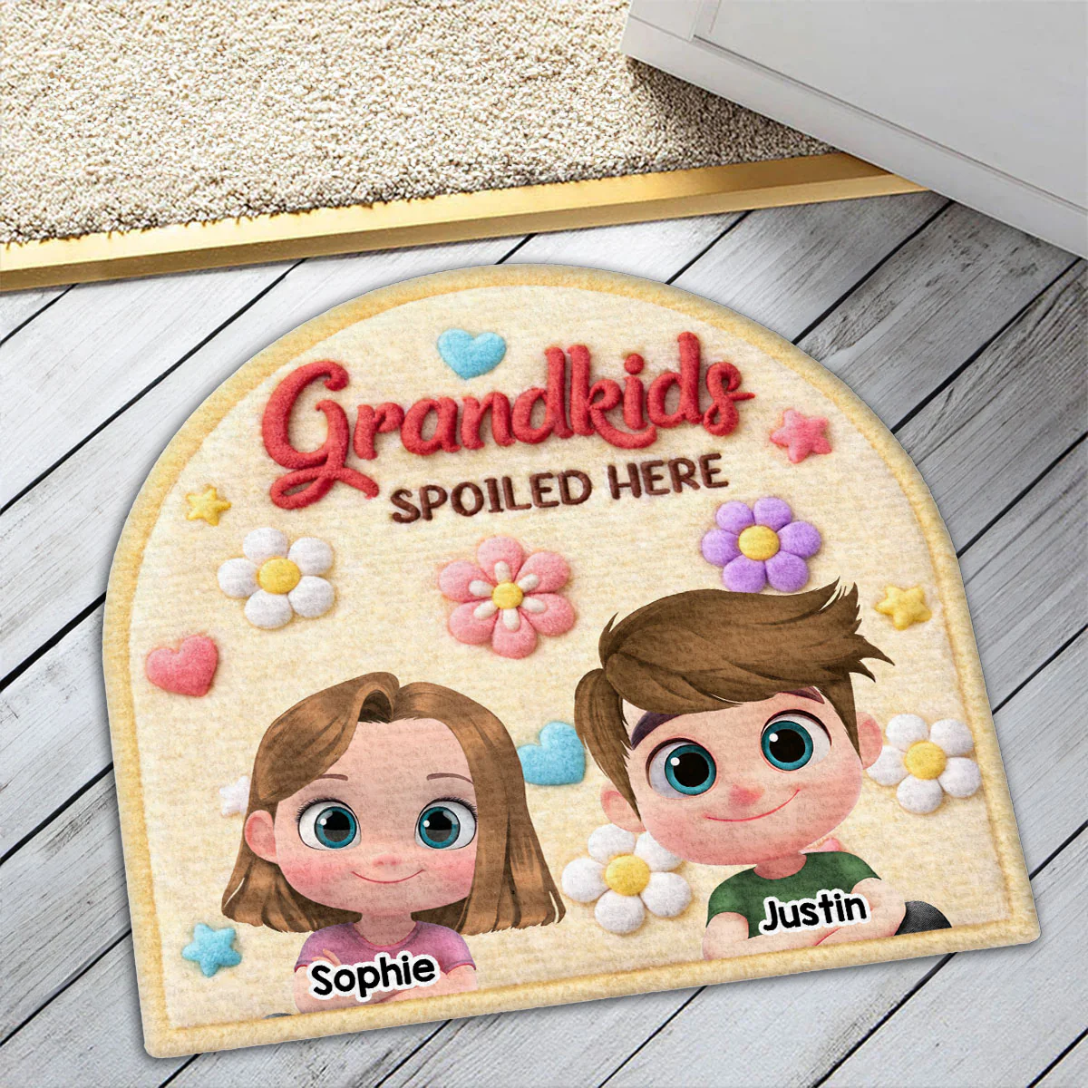 Stuffy Lovely Grandkids - Personalized Custom Doormat - Image 3