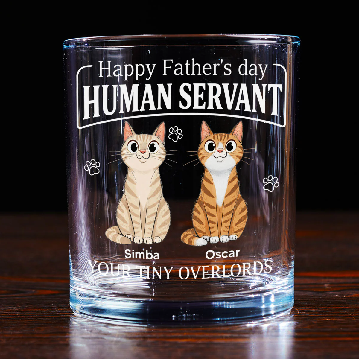 Stylized Cat Cartoon - Personalized Custom Whiskey Glass - Image 3