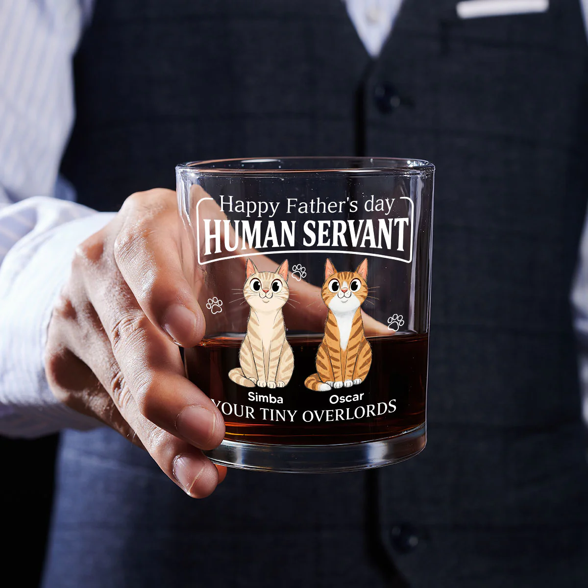 Stylized Cat Cartoon - Personalized Custom Whiskey Glass - Image 4