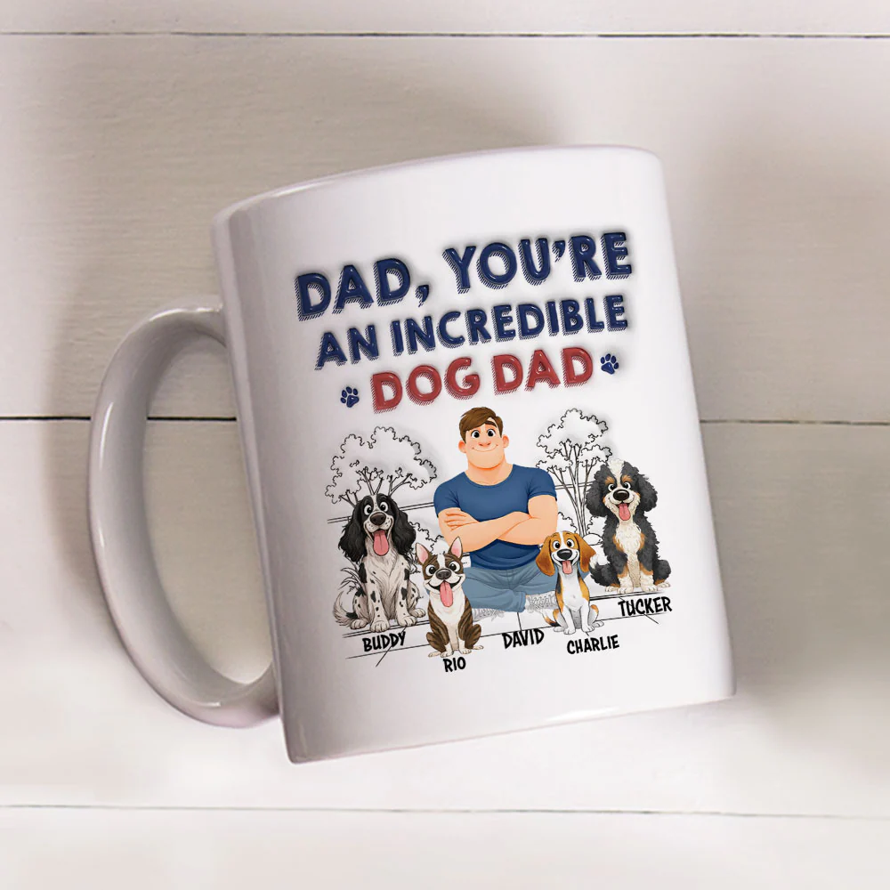 Stylized Incredible Dog Dad - Personalized Custom 3D Inflated Effect Coffee Mug - Image 4