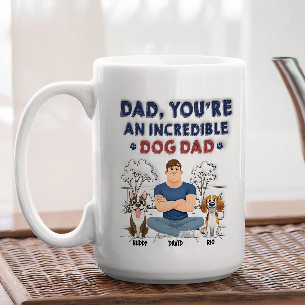 Stylized Incredible Dog Dad - Personalized Custom 3D Inflated Effect Coffee Mug - Image 5