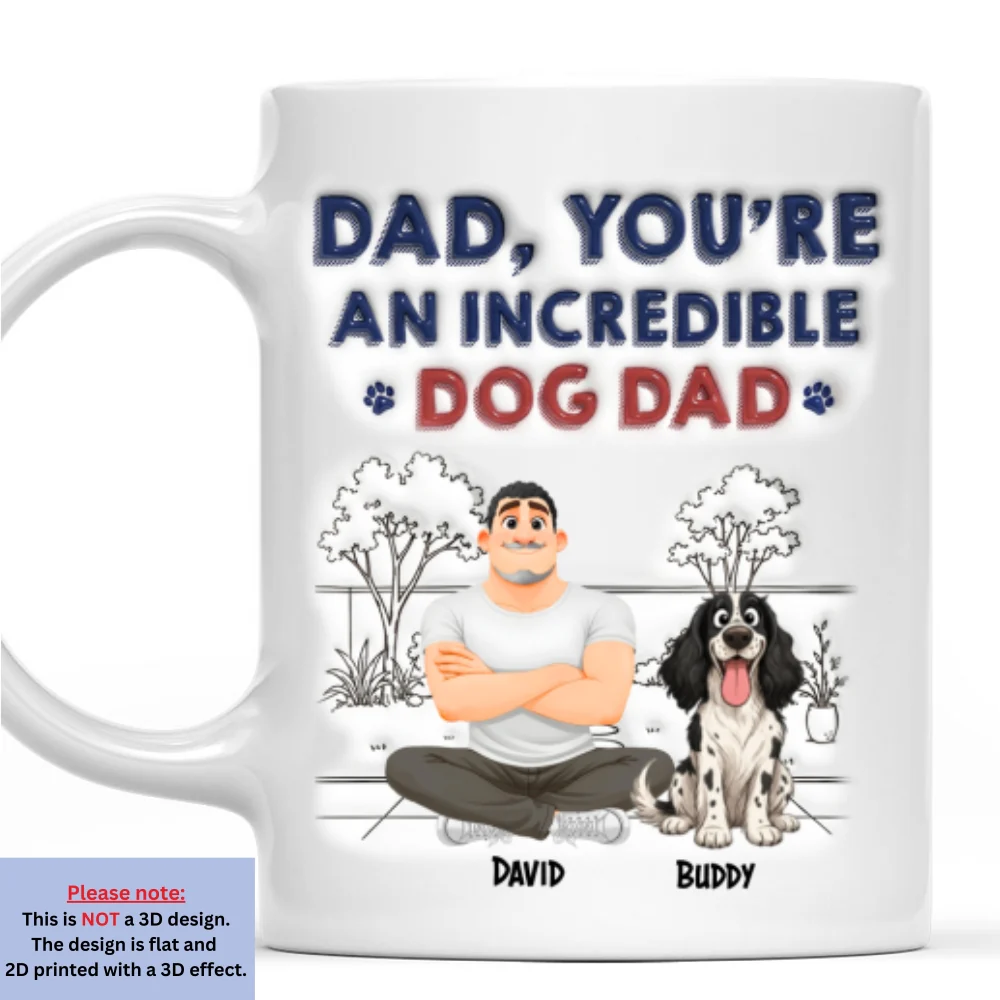 Stylized Incredible Dog Dad - Personalized Custom 3D Inflated Effect Coffee Mug - Image 7