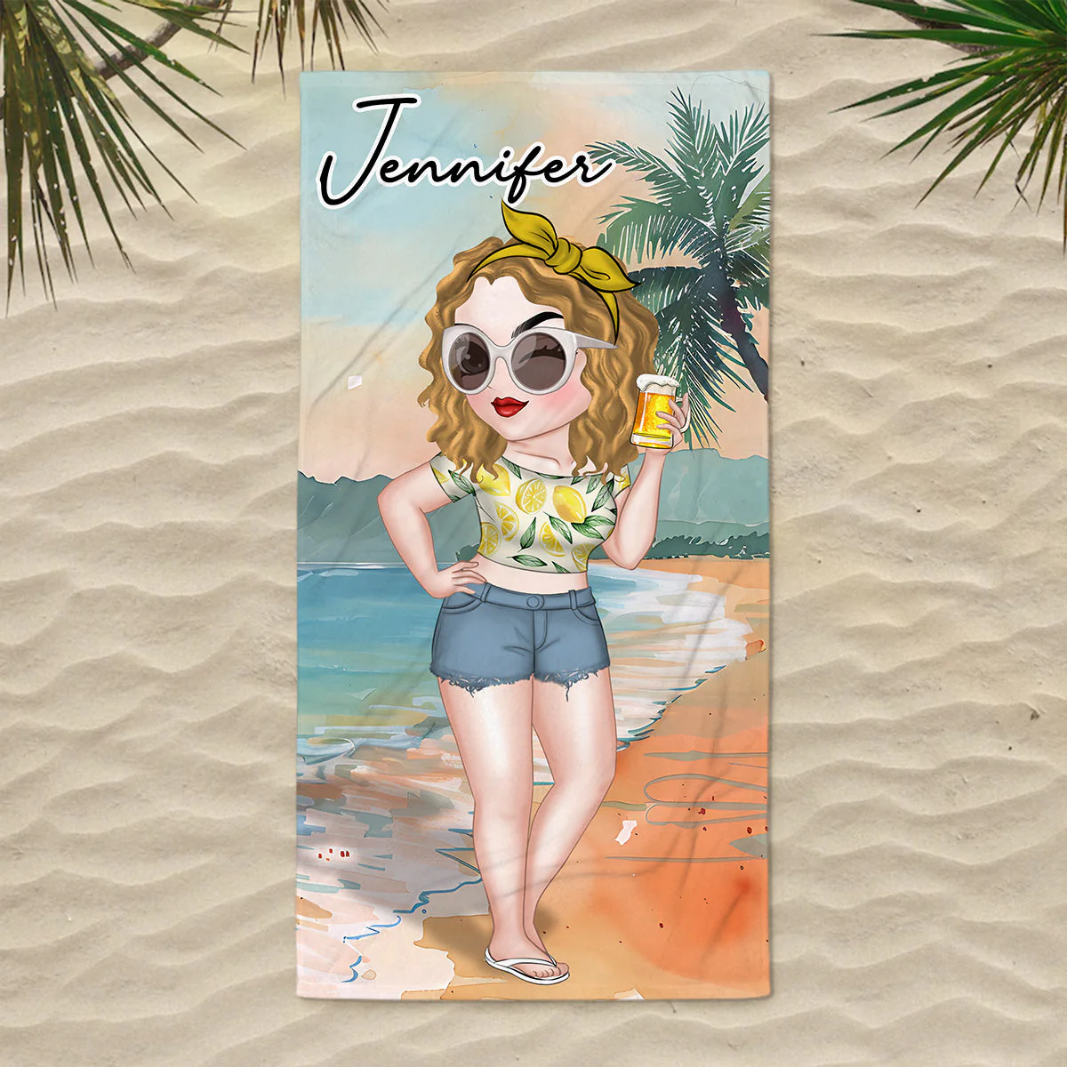 Summer Lady - Personalized Custom Beach Towel - Image 3