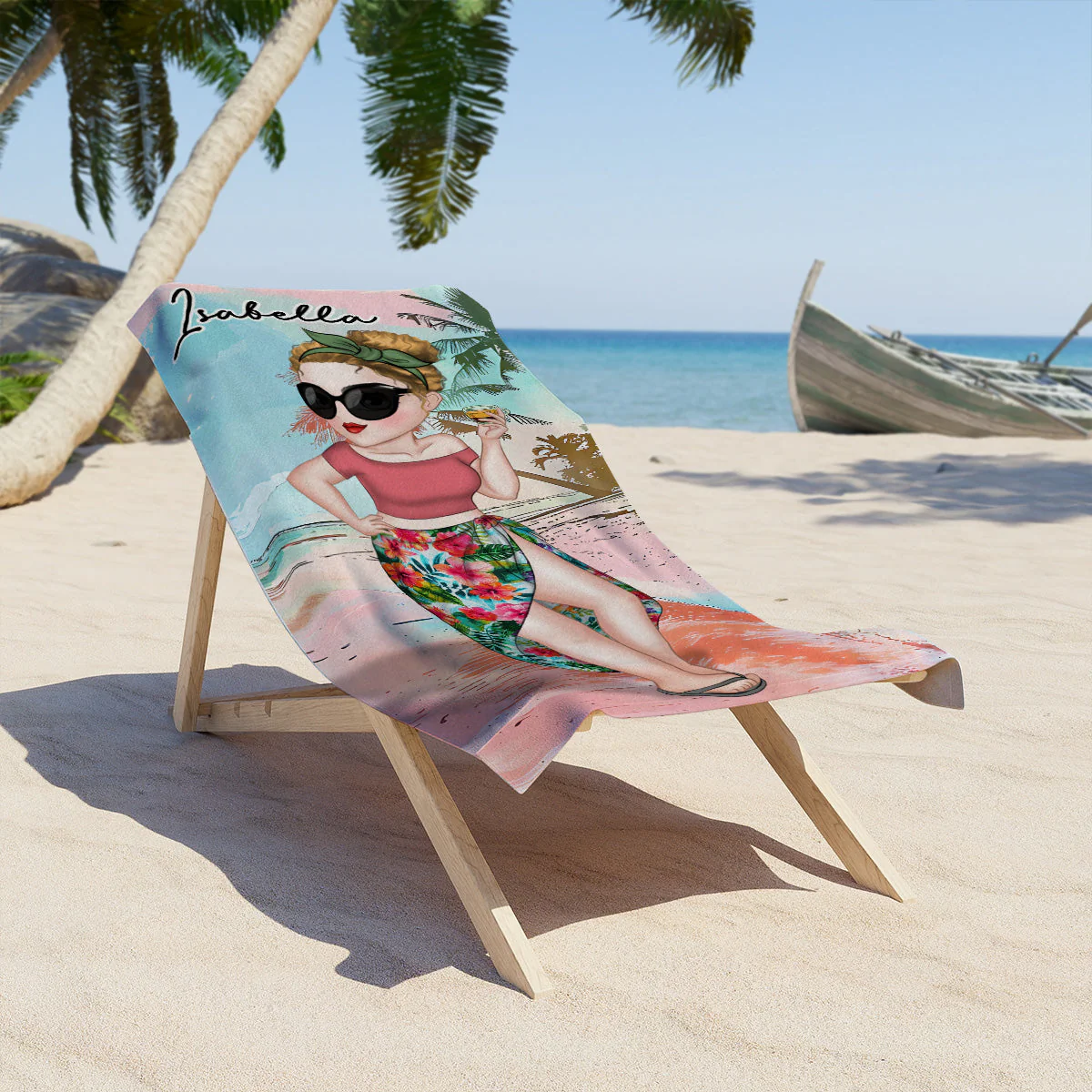 Summer Lady - Personalized Custom Beach Towel - Image 4