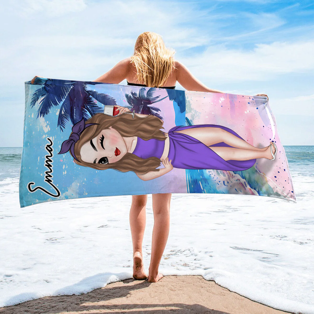 Summer Lady - Personalized Custom Beach Towel - Image 5