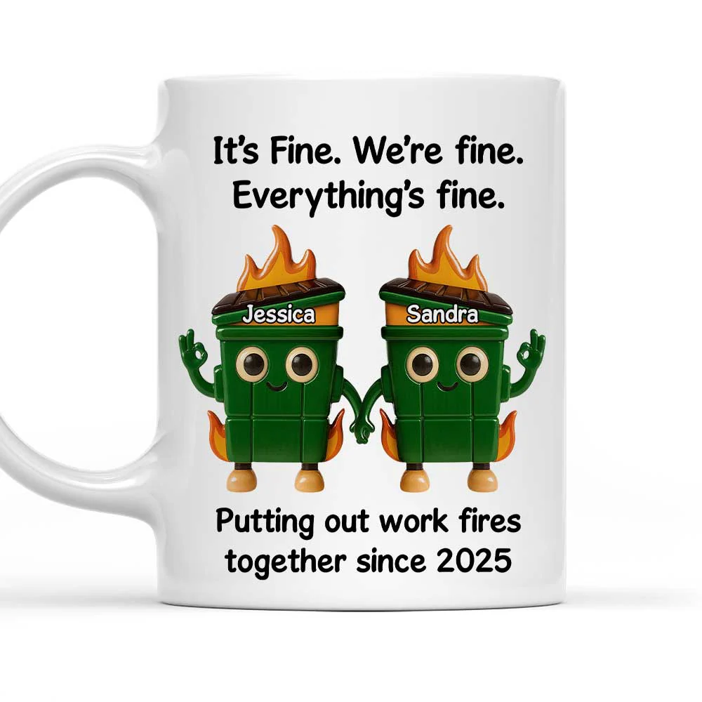 Surviving Work Chaos Together Daily - Personalized Custom Coffee Mug