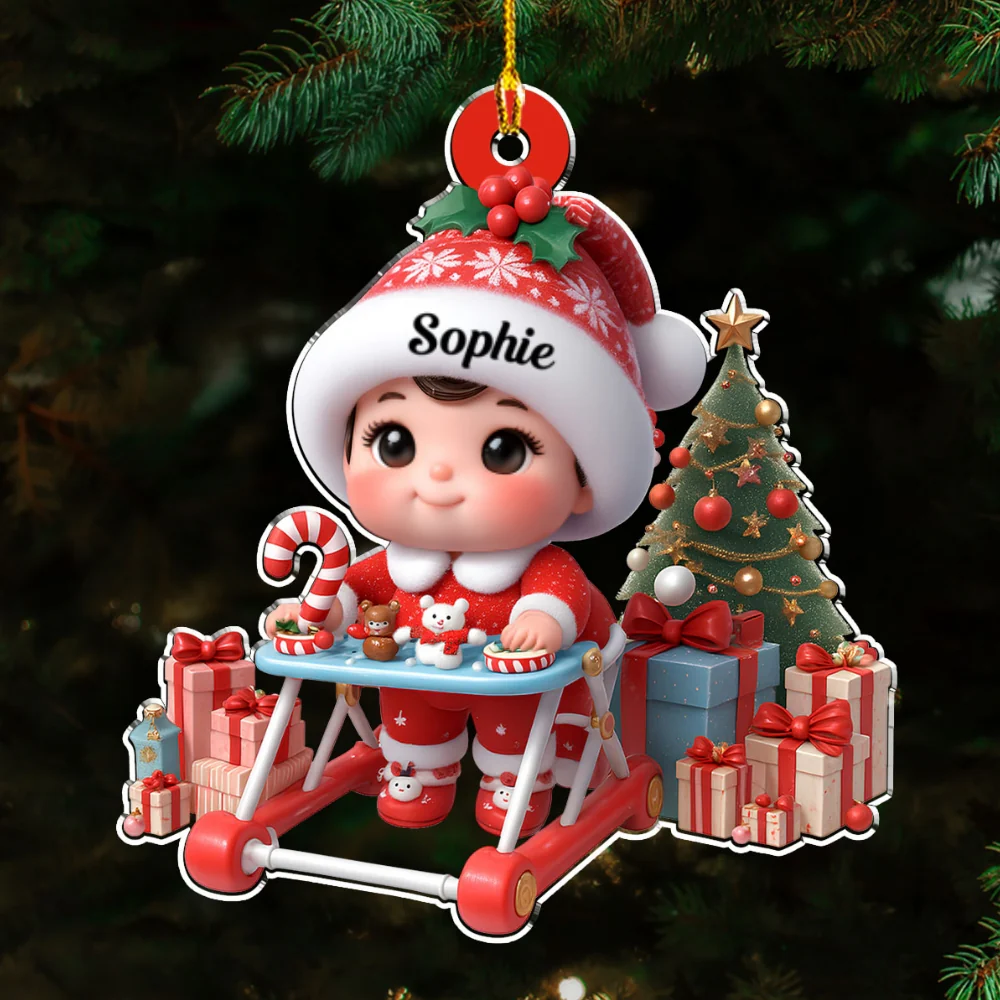 Sweet Baby In Stroller - Personalized Custom Acrylic Ornament - Image 6