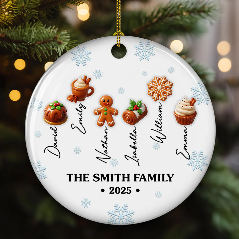 Sweet Family 2025 - Personalized Custom 3D Inflated Effect Ceramic Ornament - Image 2