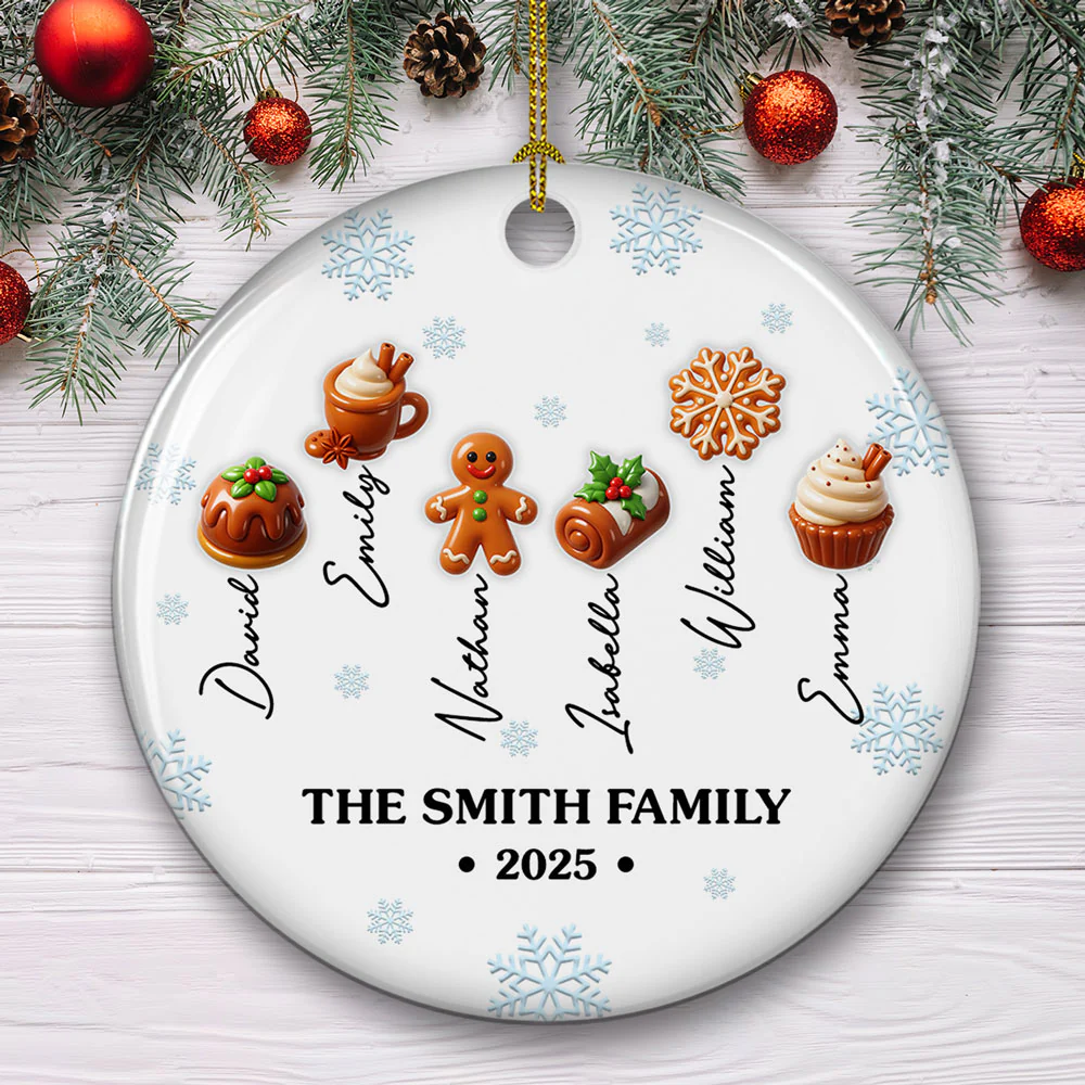 Sweet Family 2025 - Personalized Custom 3D Inflated Effect Ceramic Ornament - Image 4