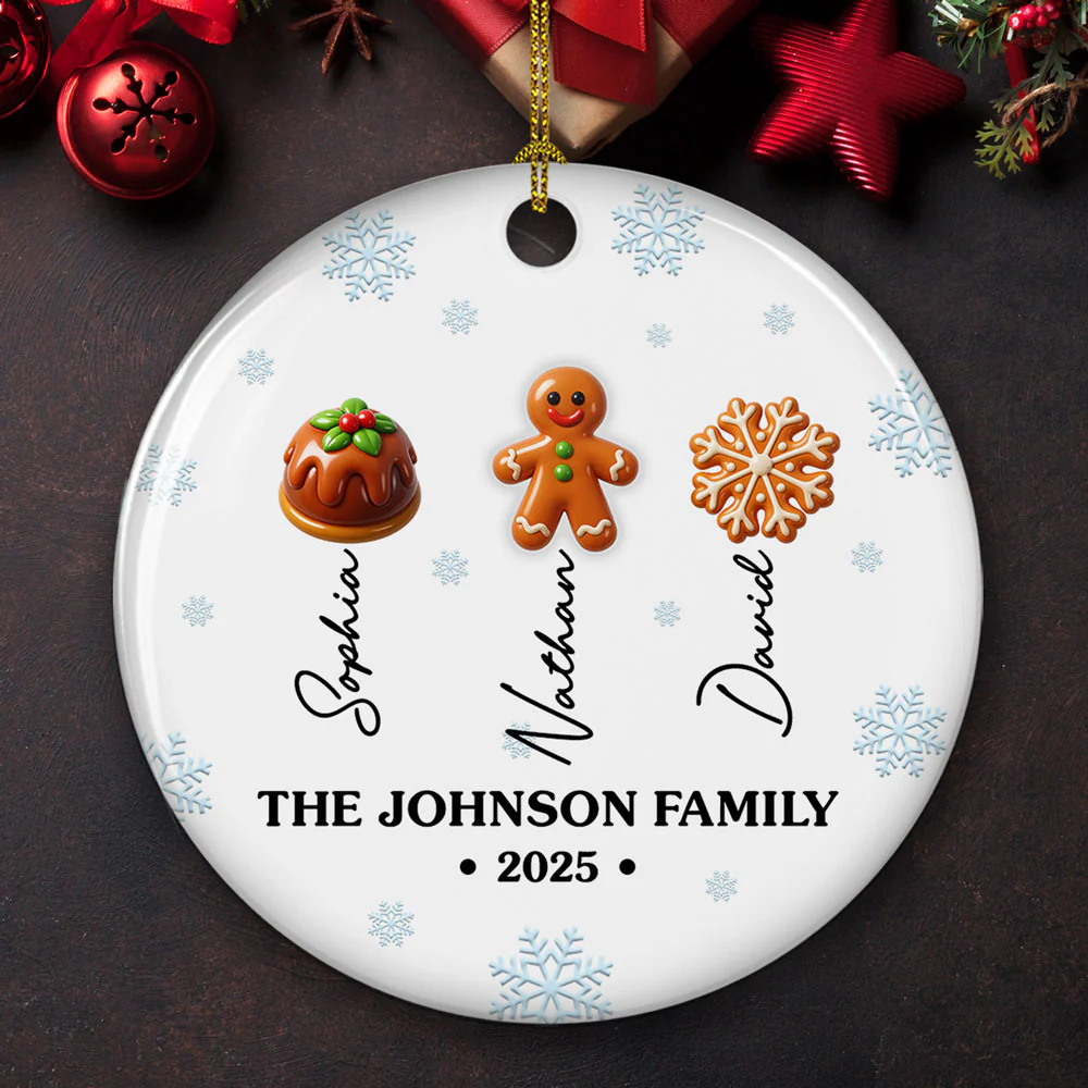 Sweet Family 2025 Ver 2 - Personalized Custom 3D Inflated Effect Ceramic Ornament - Image 3