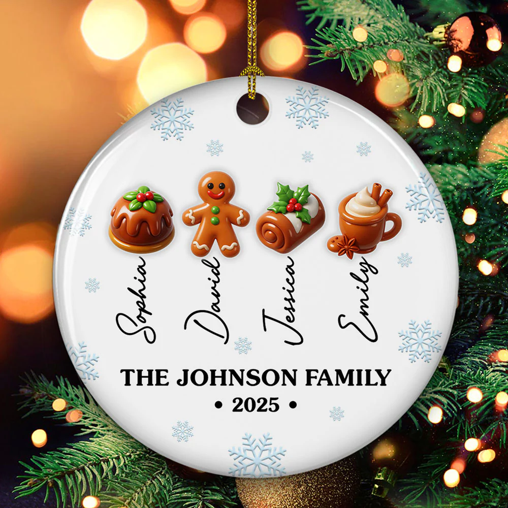 Sweet Family 2025 Ver 2 - Personalized Custom 3D Inflated Effect Ceramic Ornament - Image 5