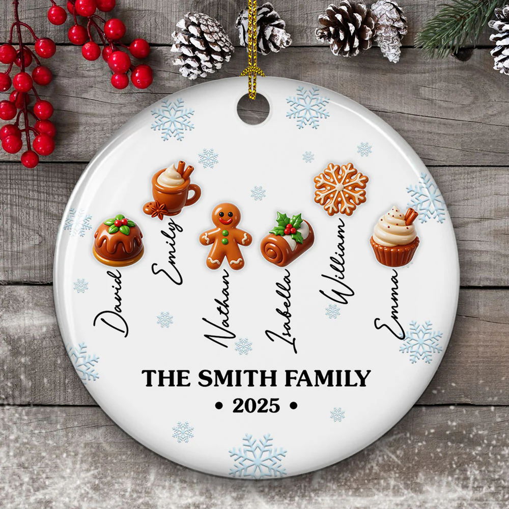 Sweet Family 2025 Ver 2 - Personalized Custom 3D Inflated Effect Ceramic Ornament - Image 6