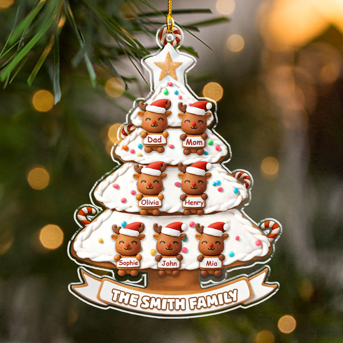 Sweet Family Christmas Tree - Personalized Custom Acrylic Ornament - Image 2