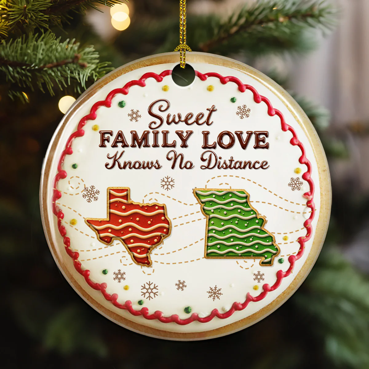 Sweet Family Love - Personalized Custom 3D Effect Ceramic Ornament - Image 4