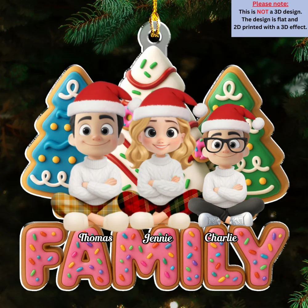 Sweet Family With Cat - Personalized Custom Acrylic Ornament - Image 6