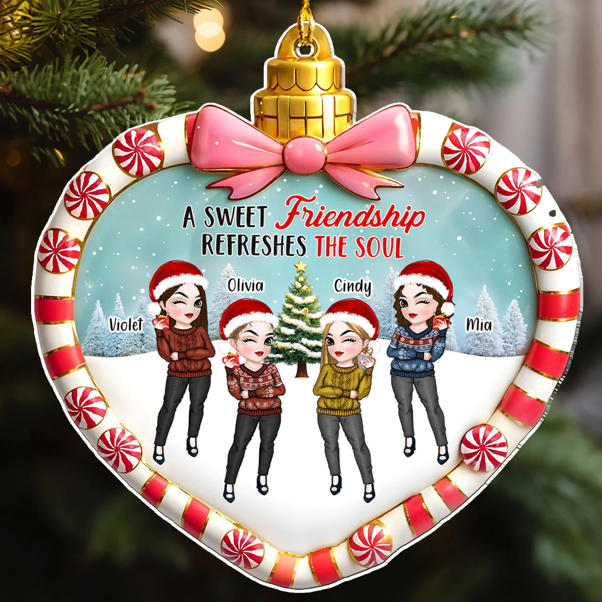 Sweet Friends - Personalized Custom Acrylic Ornament - Image 2