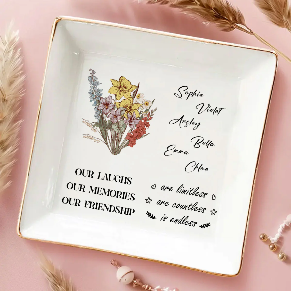 Sweet Friendship 2024 - Personalized Custom Jewelry Dish - Image 4