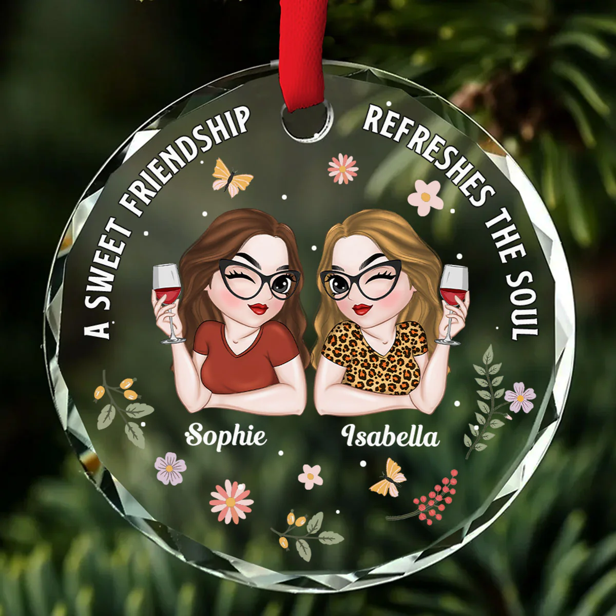 Sweety Friendship - Personalized Custom Glass Ornament
