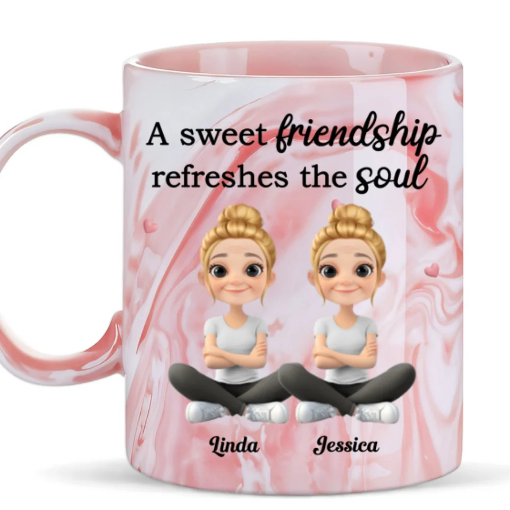 Sweet Friendship - Personalized Custom Pink Marble Mug - Image 5