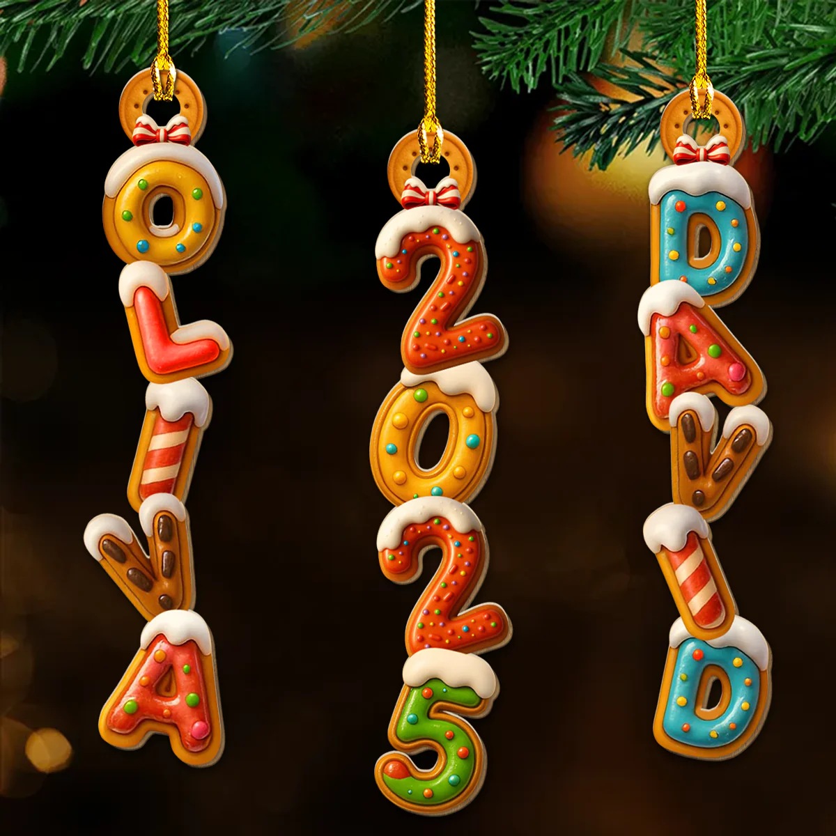 Sweet Letters - Personalized Custom Wood Ornament - Image 2