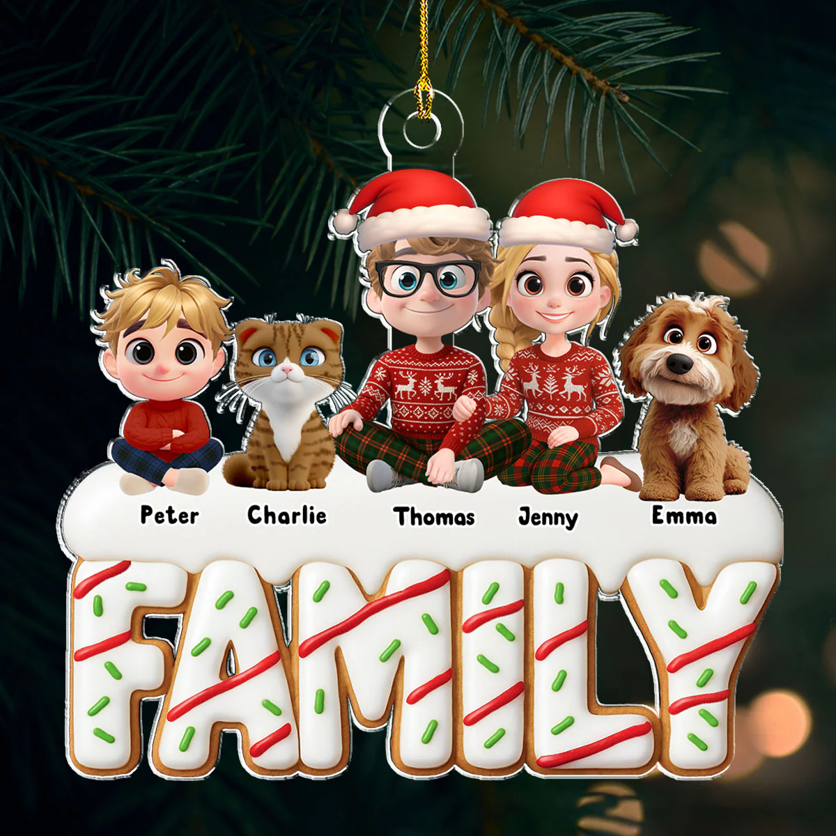 Sweetest Christmas As A Family - Personalized Custom Acrylic Ornament - Image 2