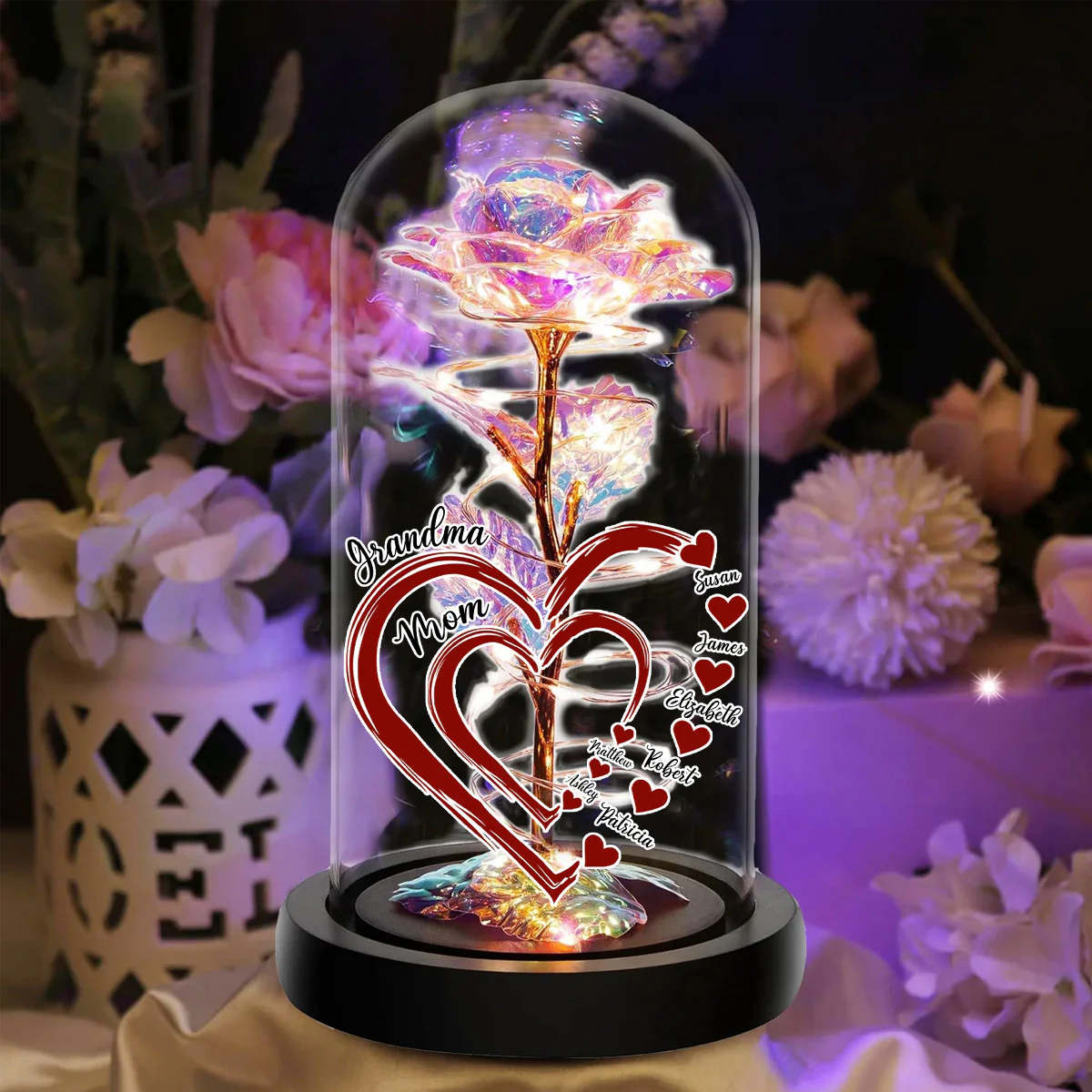 Sweethearts Of Mom - Personalized Custom Sparkly Rose - Image 2