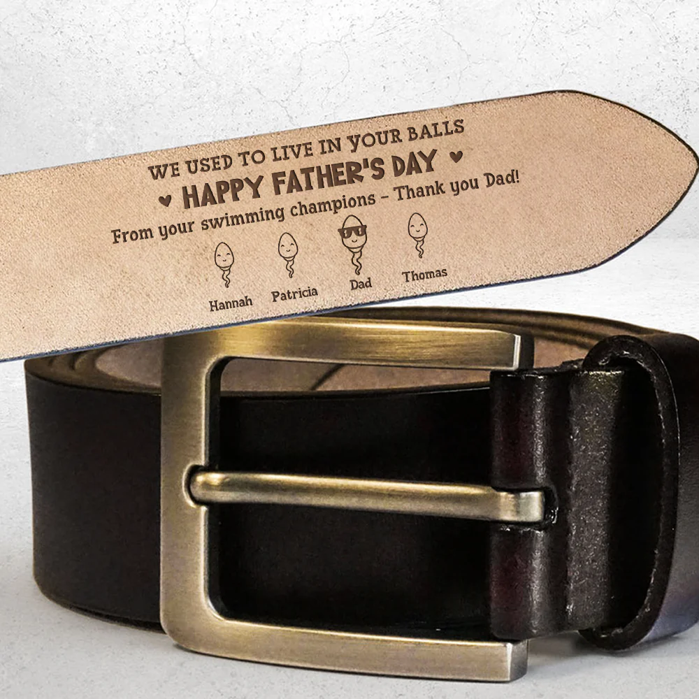 Swimming Champion - Personalized Engraved Leather Belt - Image 2