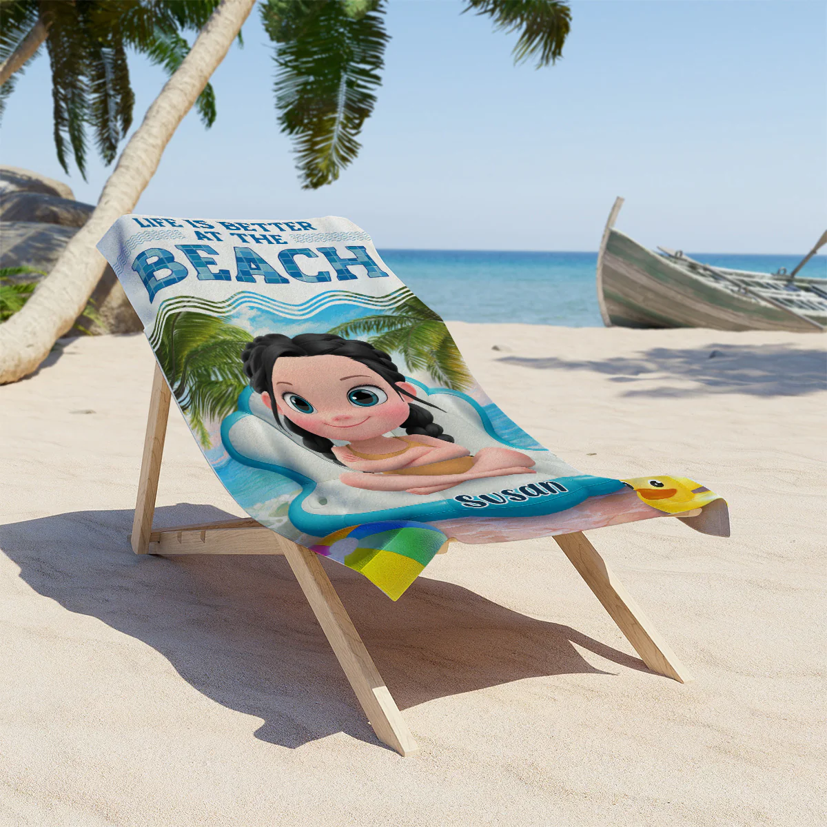 Swimming Is The Best - Personalized Custom Beach Towel - Image 3