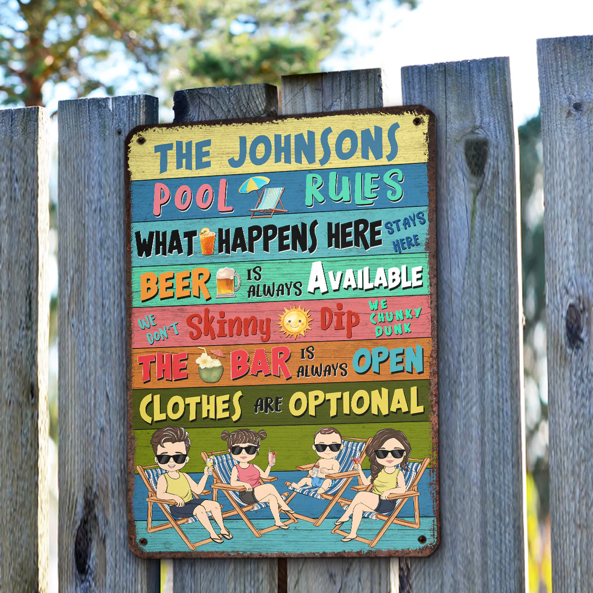 Swimming Pool Rules Stays Here - Personalized Custom Metal Sign - Image 2