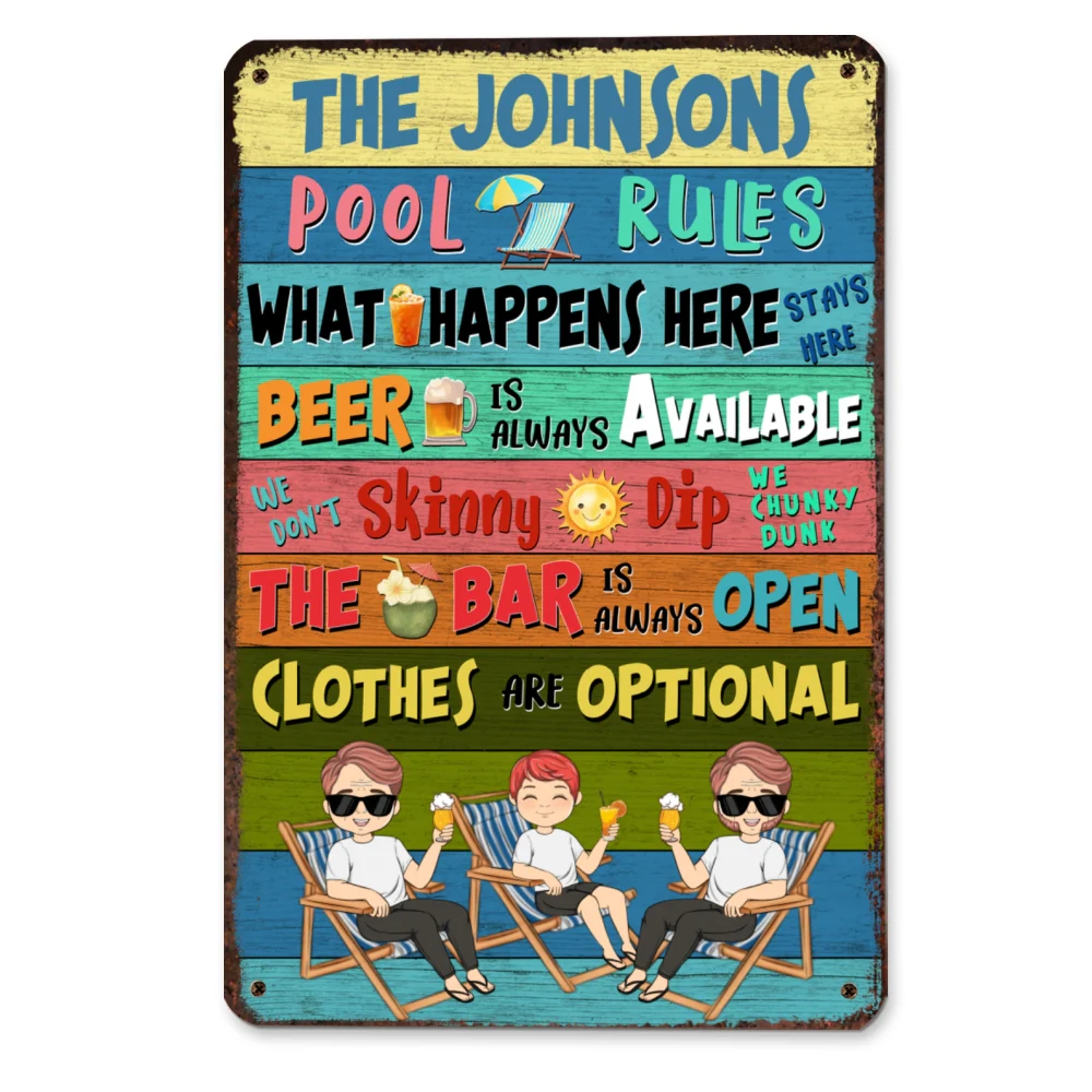 Swimming Pool Rules Stays Here - Personalized Custom Metal Sign - Image 5