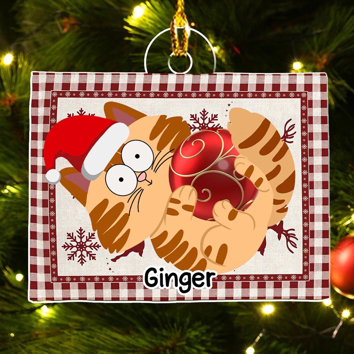 Swinging Cat - Personalized Custom Acrylic Ornament - Image 3