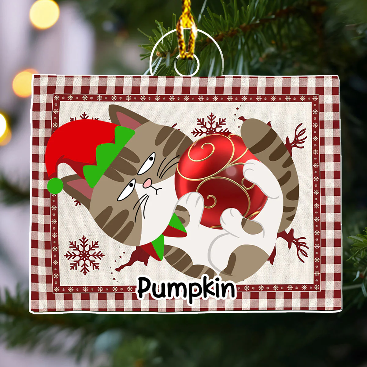 Swinging Cat - Personalized Custom Acrylic Ornament - Image 4