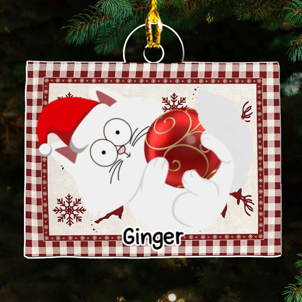 Swinging Cat - Personalized Custom Acrylic Ornament - Image 5