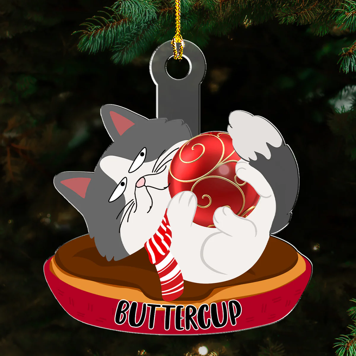 Swinging Cat Ver 2 - Personalized Custom Acrylic Ornament - Image 3