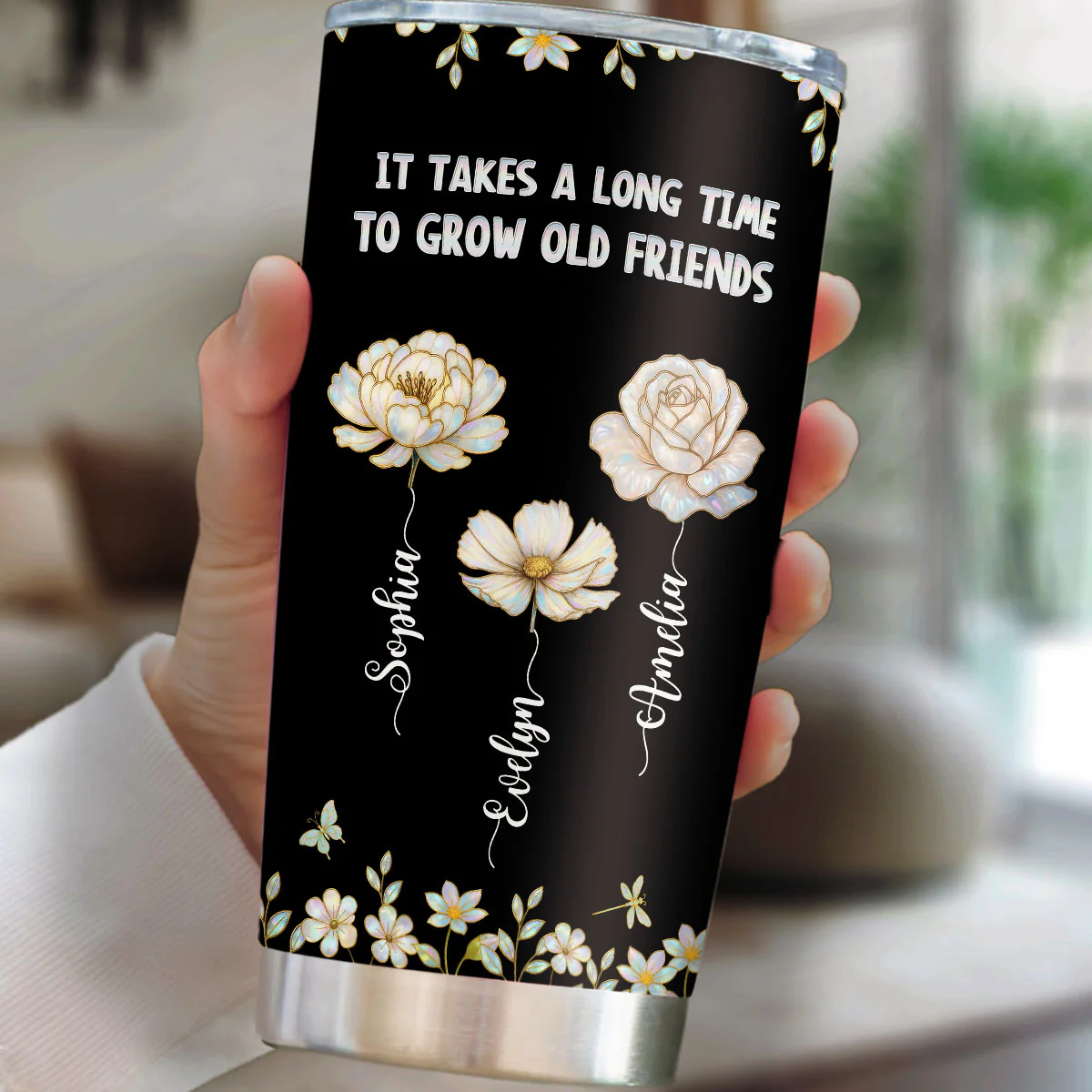 Take Time To Grow Mother Of Pearl - Personalized Custom Tumbler - Image 2