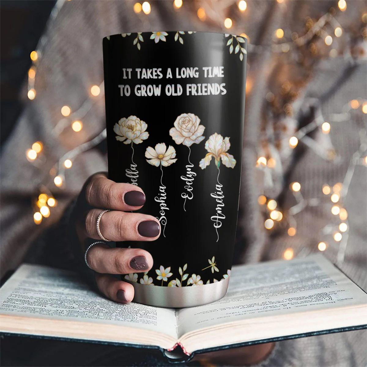 Take Time To Grow Mother Of Pearl - Personalized Custom Tumbler - Image 3