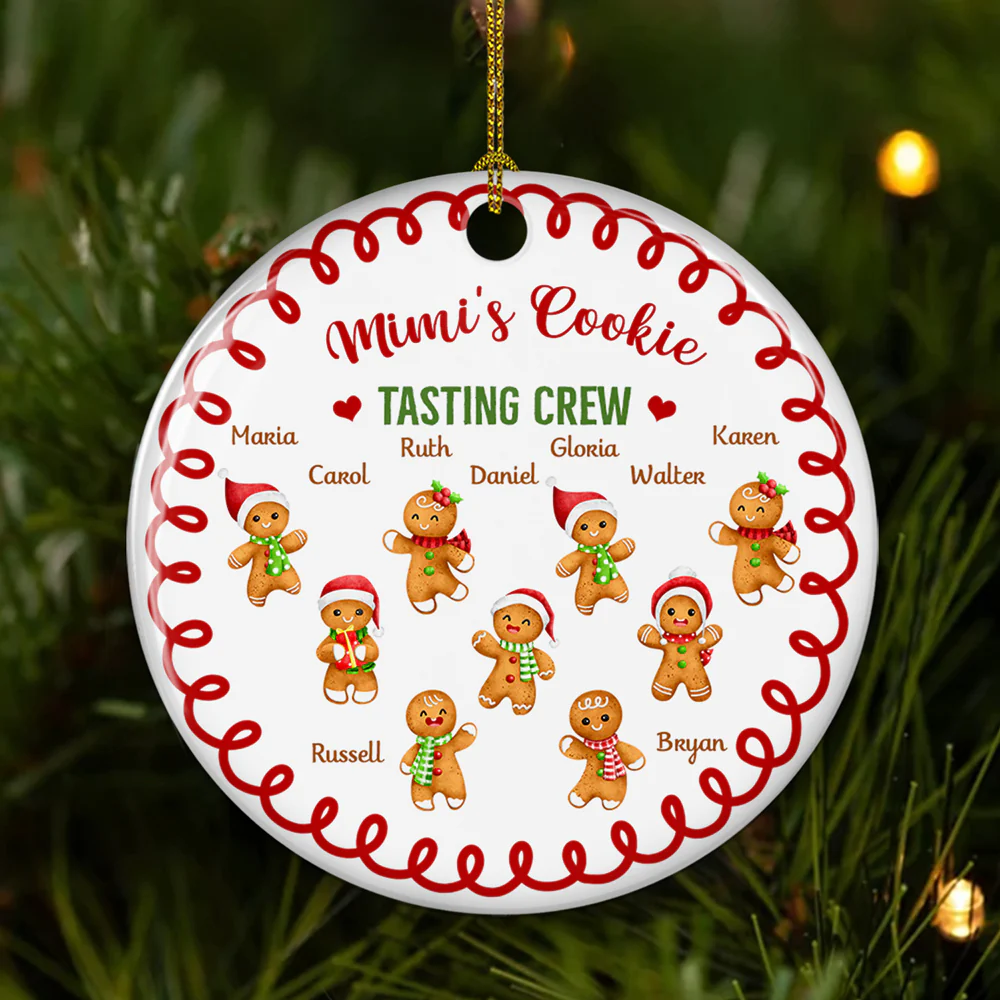 Tasting Crew Of Grandma - Personalized Custom Circle Ceramic Ornament - Image 4
