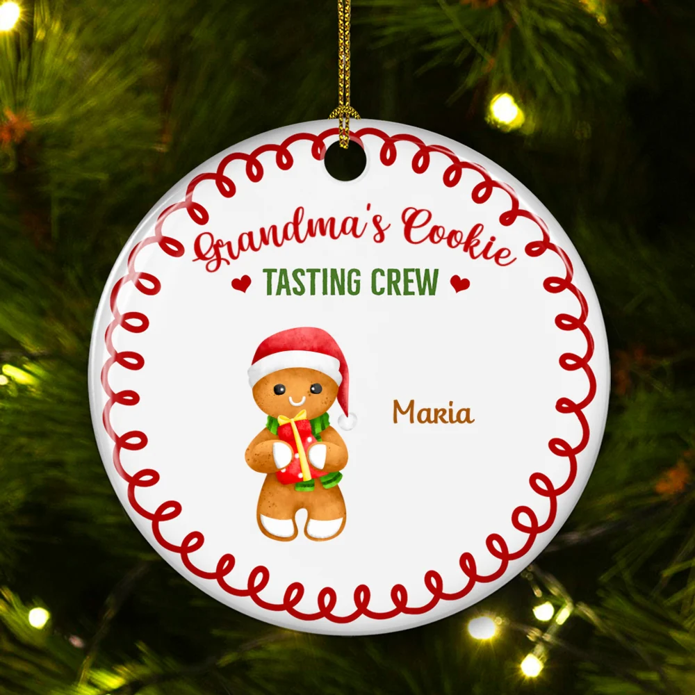Tasting Crew Of Grandma - Personalized Custom Circle Ceramic Ornament - Image 6