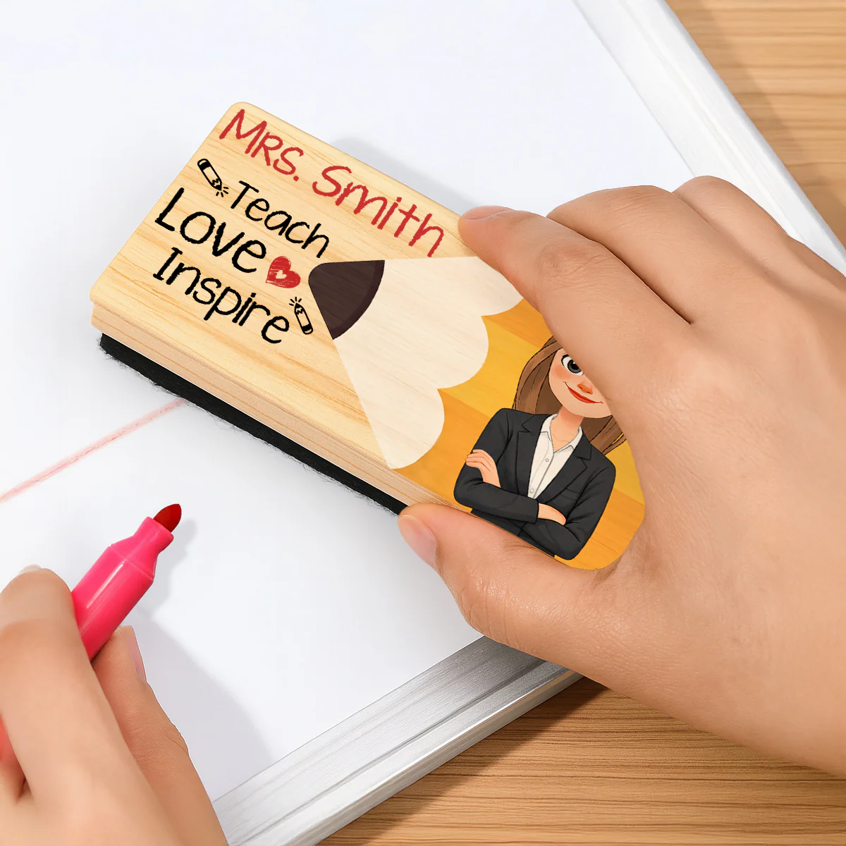 Teach Love Inspire - Personalized Custom Whiteboard Eraser - Image 4