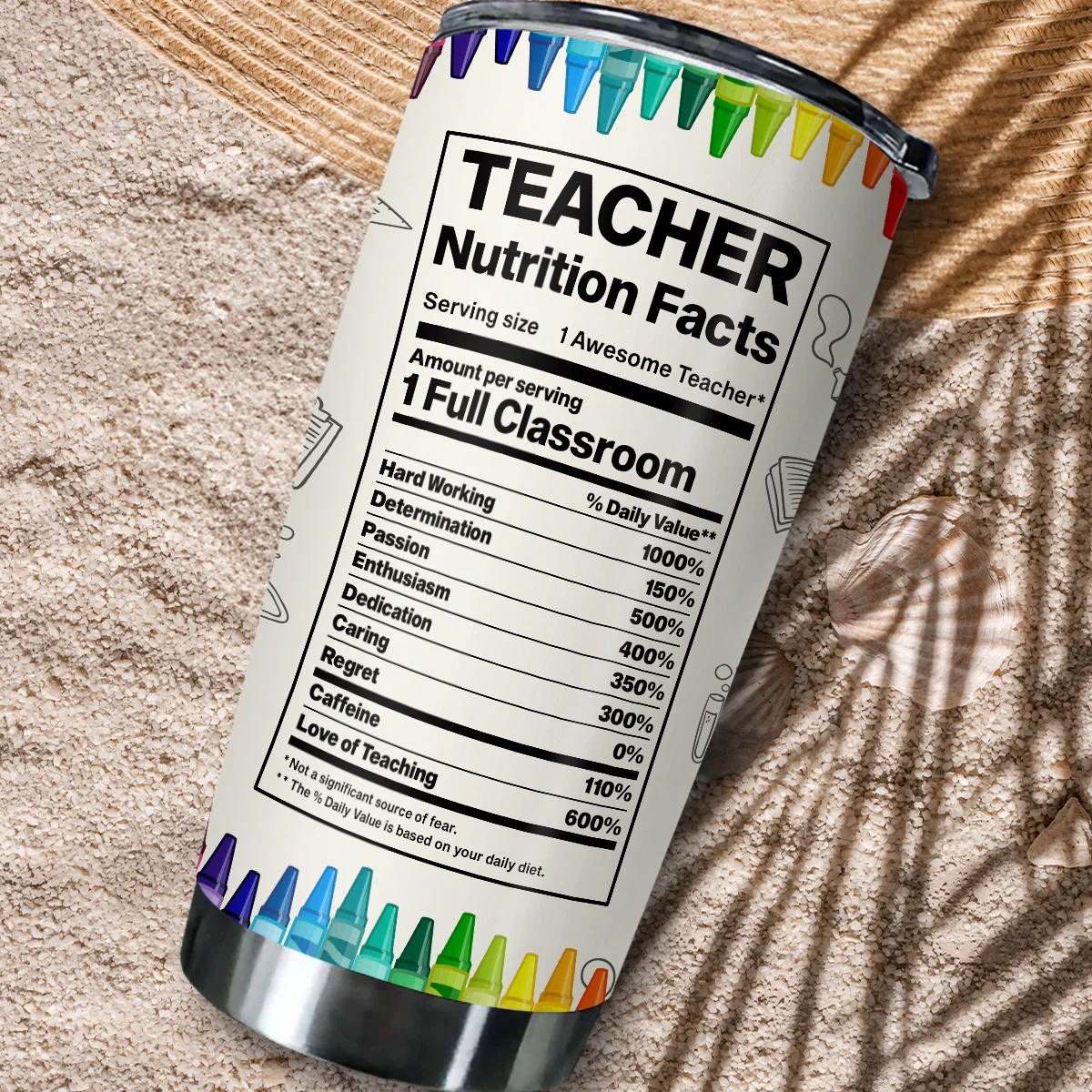 Teacher Nutrition Facts - Personalized Custom Tumbler - Image 4