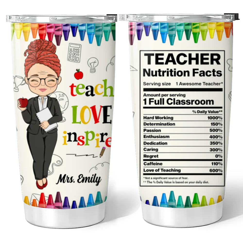 Teacher Nutrition Facts - Personalized Custom Tumbler - Image 6