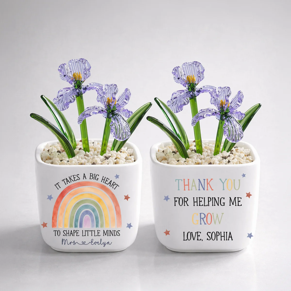 Teachers Change Little Lives - Personalized Custom Glass Birth Month Flower - Image 10
