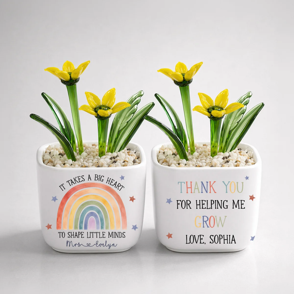 Teachers Change Little Lives - Personalized Custom Glass Birth Month Flower - Image 11