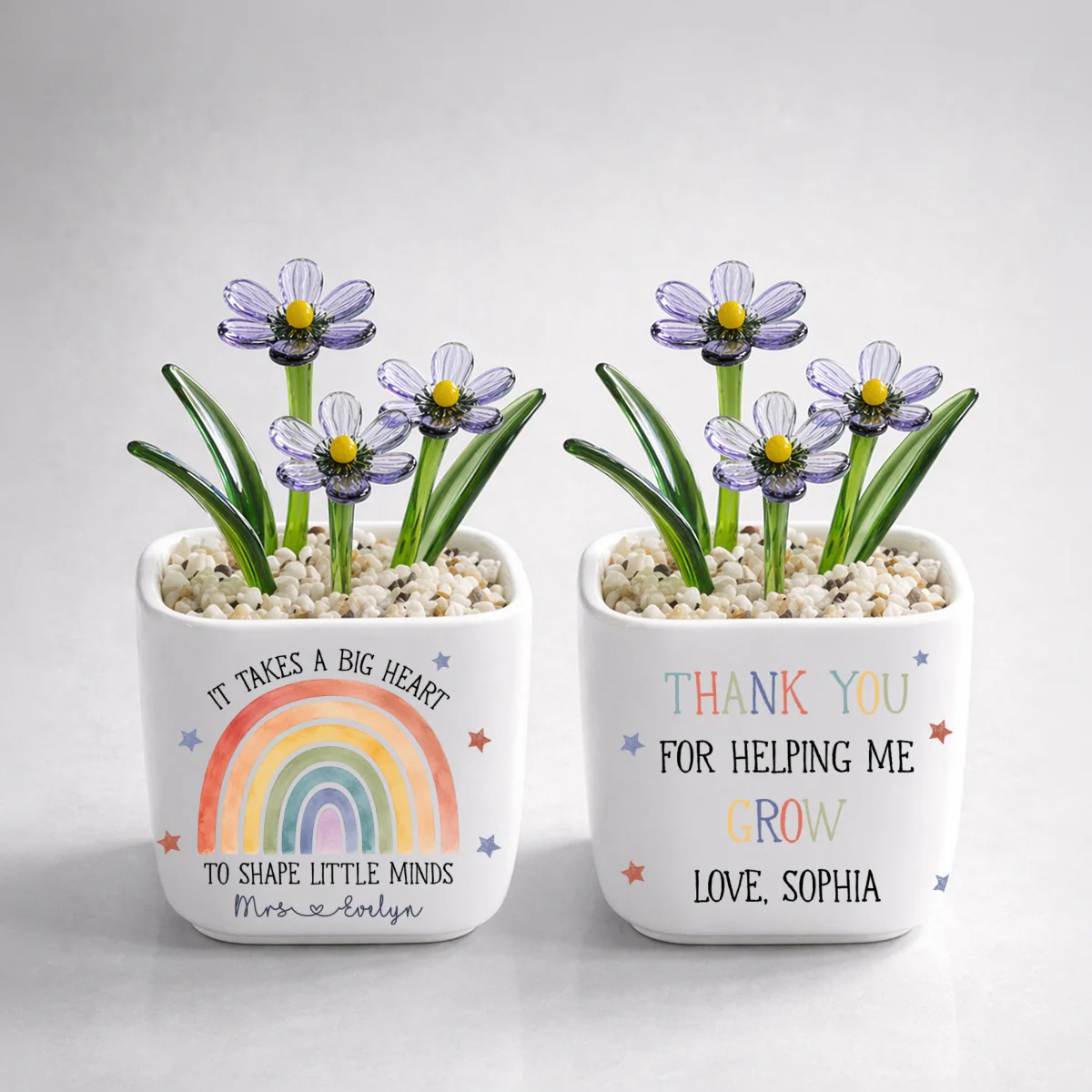 Teachers Change Little Lives - Personalized Custom Glass Birth Month Flower - Image 12