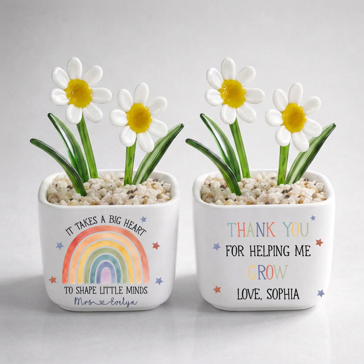 Teachers Change Little Lives - Personalized Custom Glass Birth Month Flower - Image 13