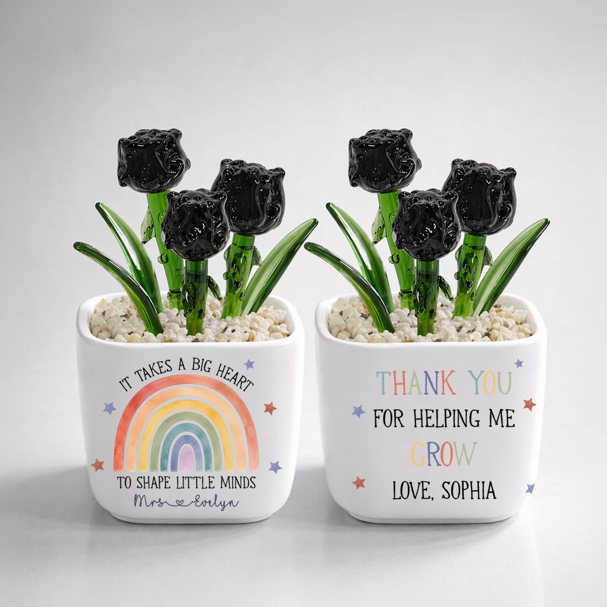 Teachers Change Little Lives - Personalized Custom Glass Birth Month Flower - Image 14