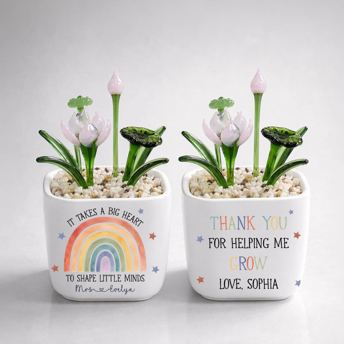 Teachers Change Little Lives - Personalized Custom Glass Birth Month Flower - Image 15