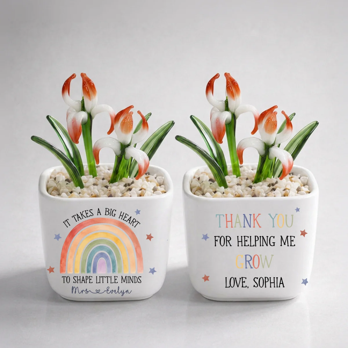 Teachers Change Little Lives - Personalized Custom Glass Birth Month Flower - Image 16