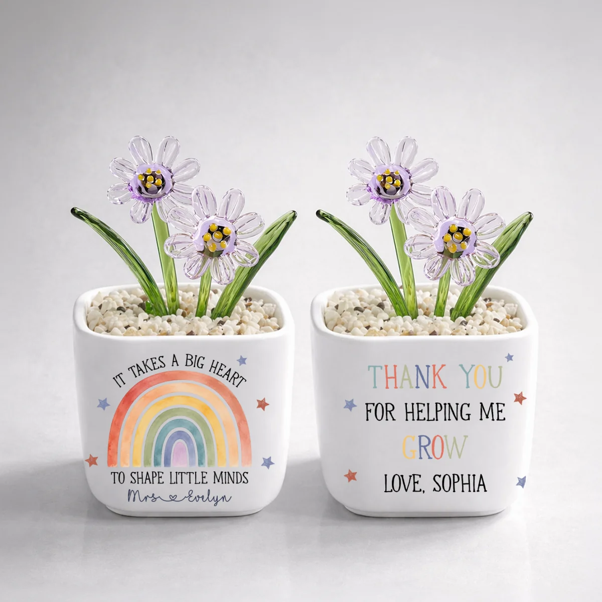 Teachers Change Little Lives - Personalized Custom Glass Birth Month Flower - Image 17