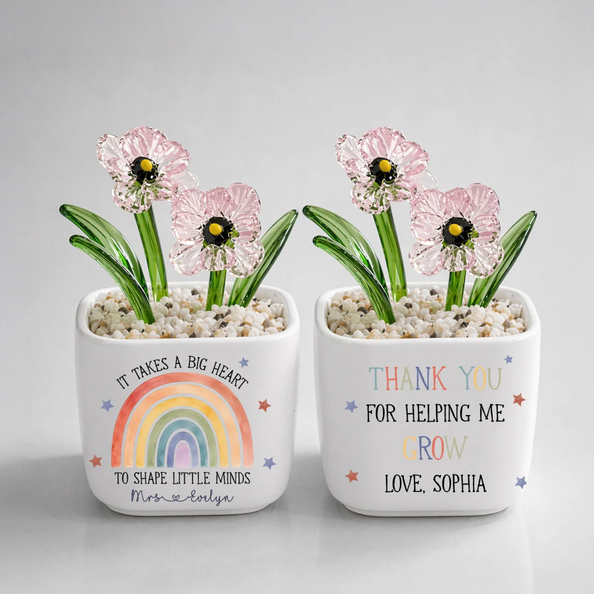 Teachers Change Little Lives - Personalized Custom Glass Birth Month Flower - Image 18